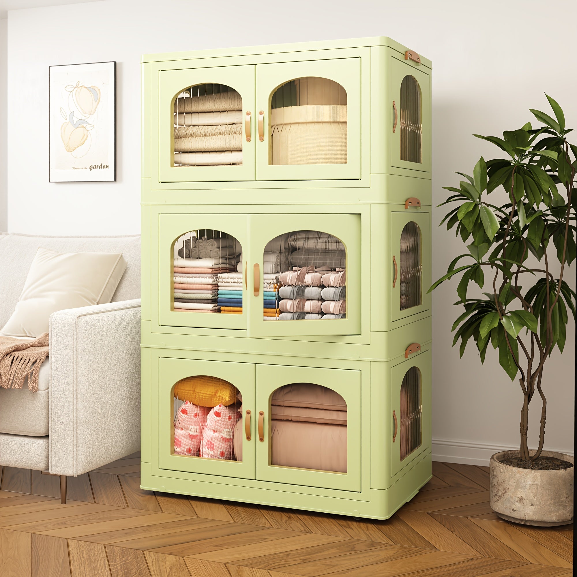 75GAL Plastic Storage Bins With Lids And Magnetic Doors, Storage Containers With Lids And Wheels, Closet Organizers And Storage, Storage Cabinet, For Bedroom, Living Room, Kitchen Organization, Wardrobe Storage And Storage, Organization Supplies