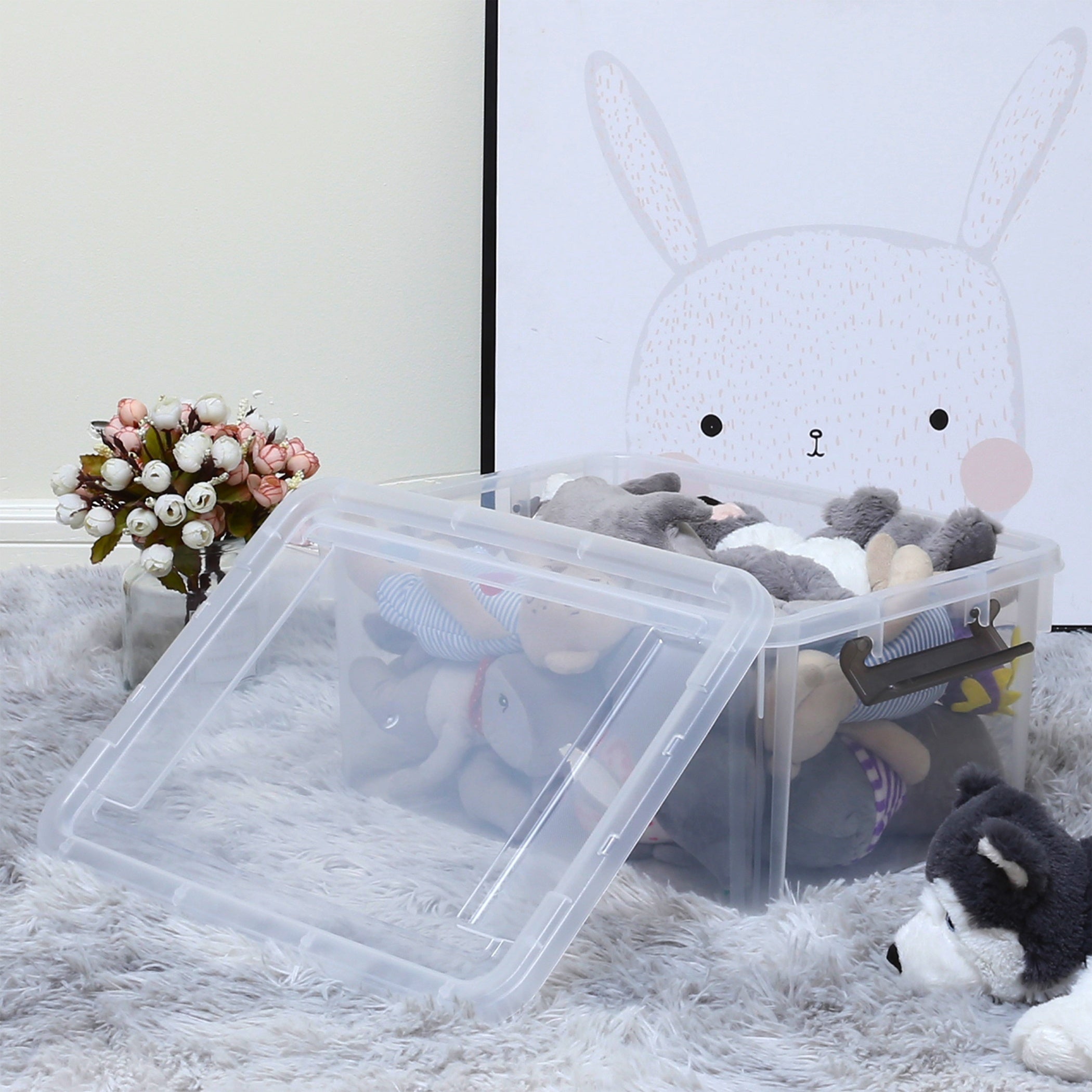 Citylife 17 Quart Plastic Storage Bins with Latching Lids 4 Packs Stackable Storage Containers for Organizing Large Clear Storage Box for Garage Closet Kitchen