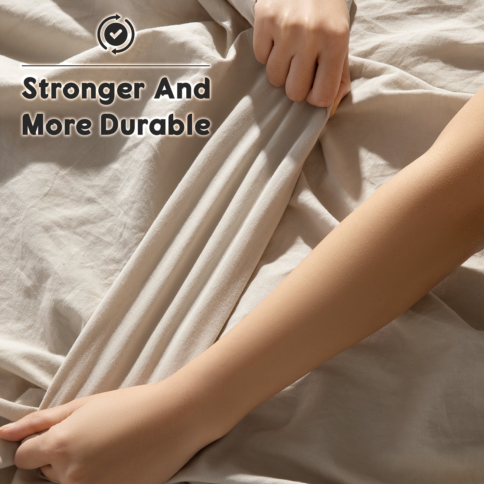 Set of Cotton And Linen Bed Sheets, 4pcs Bedding, Soft And Breathable Blend of Natural Flax And Cotton in Solid Colors, 16-Inch Deep Pocket, Suitable for All Seasons