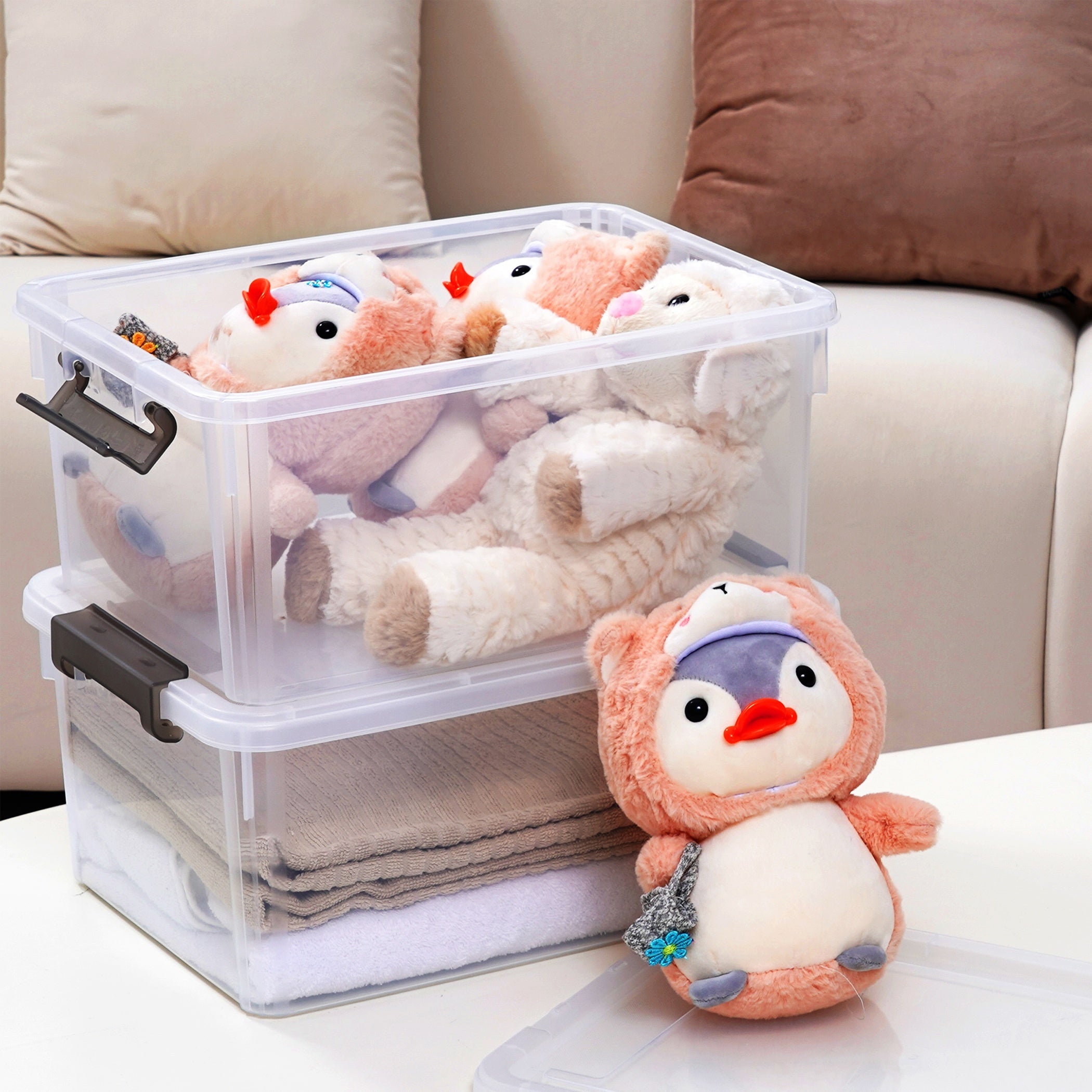 Citylife 17 Quart Plastic Storage Bins with Latching Lids 4 Packs Stackable Storage Containers for Organizing Large Clear Storage Box for Garage Closet Kitchen