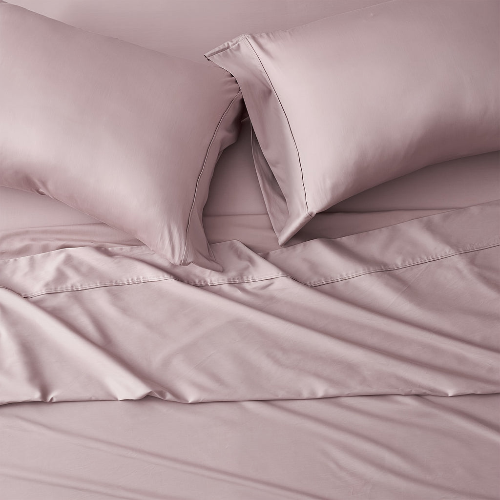 EVERGRACE Cotton Tencel Queen King Size Cooling Sheet Set for Hot Sleepers, 4pcs Silky Luxurious Soft Eucalyptus Lyocell Bedding Set, 1 Flat Sheet, 1 Deep Pocket Fitted Sheet, 2 Shams