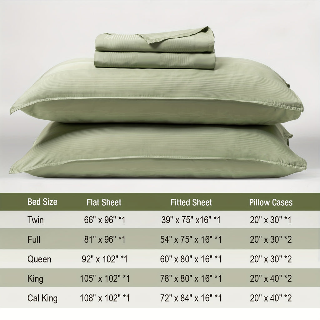 Sheet Set 3pcs\u002F4pcs, Striped Jacquard, 100% Viscose Derived From Bamboo, 16\