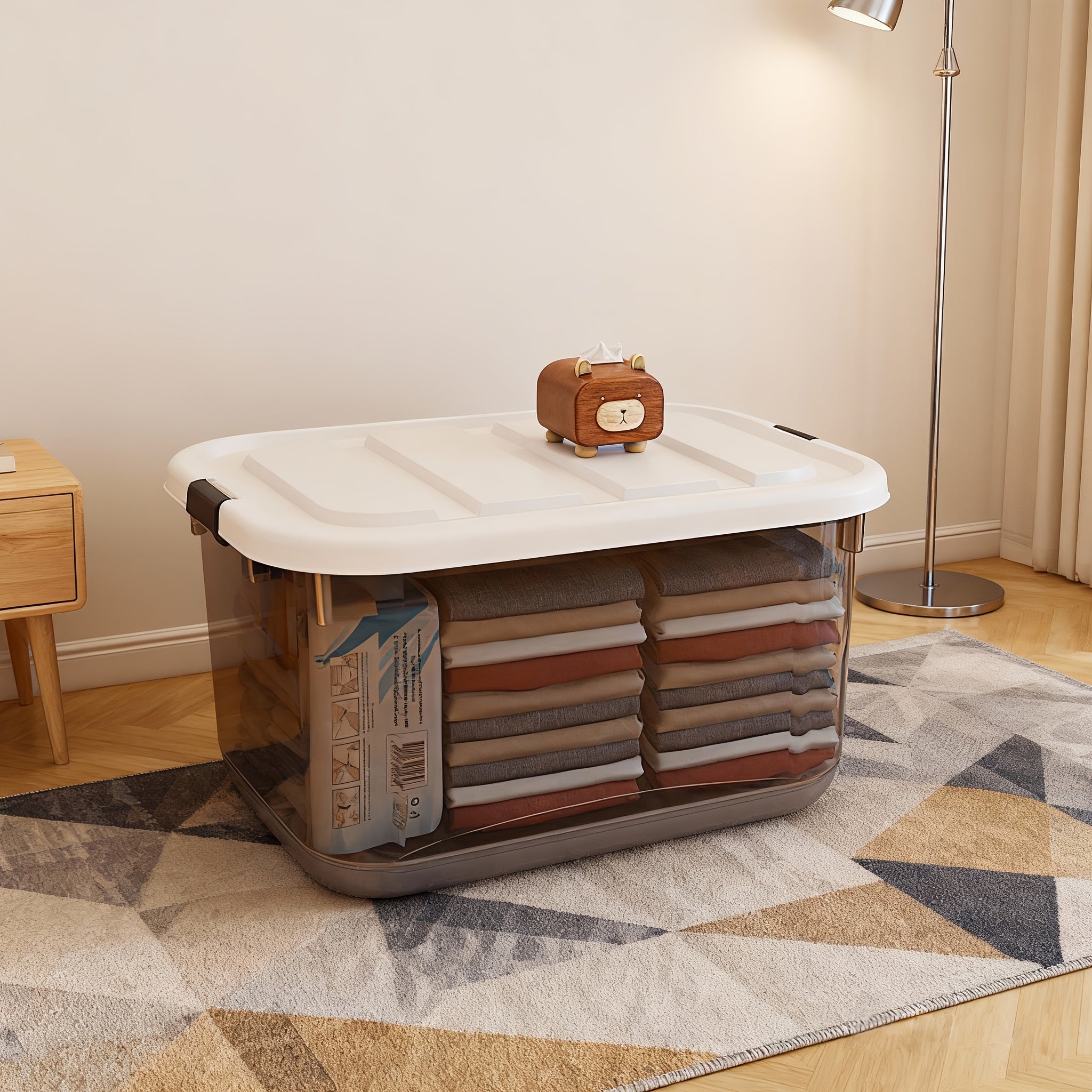 Stackable Storage Containers, 6\u002F4 Pack Clear Plastic Storage Boxes with Locking Buckles for Home Office Closet Organization, Heavy Duty And Space Saving Boxes, Multi-Purpose Locking Design, Closet Garage Kitchen Bathroom, Closet Storage System