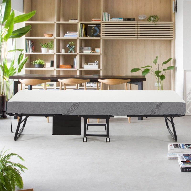 Folding Bed with a Metal Frame, Portable Guest Bed Featuring a 5-Inch Memory Foam Mattress, Designed to Save Space