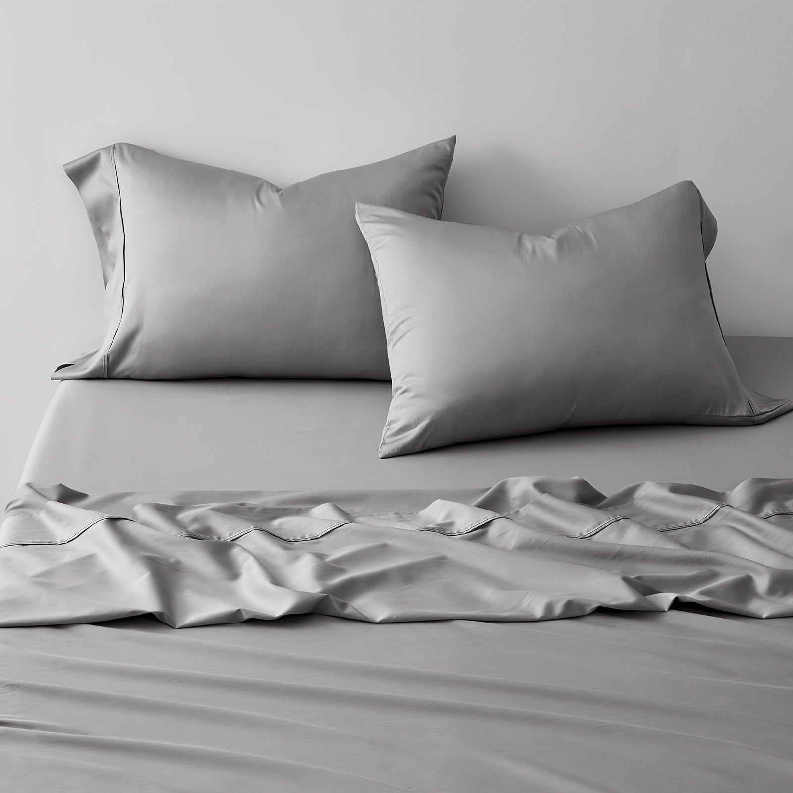 EVERGRACE Cotton Tencel Queen King Size Cooling Sheet Set for Hot Sleepers, 4pcs Silky Luxurious Soft Eucalyptus Lyocell Bedding Set, 1 Flat Sheet, 1 Deep Pocket Fitted Sheet, 2 Shams