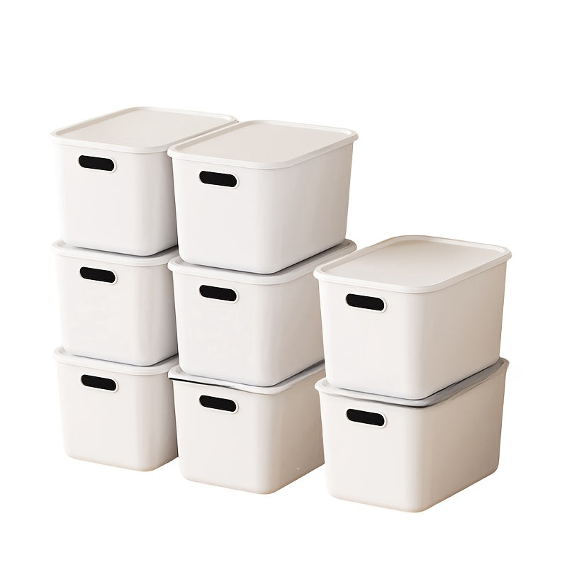 4pcs\u002F8pcs 17-Quart 8.5*10*13.8inch Waterproof Dustproof Modern Stackable Storage Bins with Lids, Handles, Rectangular Flip-Top Plastic Baskets for Shelf Organization, Multi-Purpose Crafts, Snacks, Desk and Dorm Storage, Home Storage