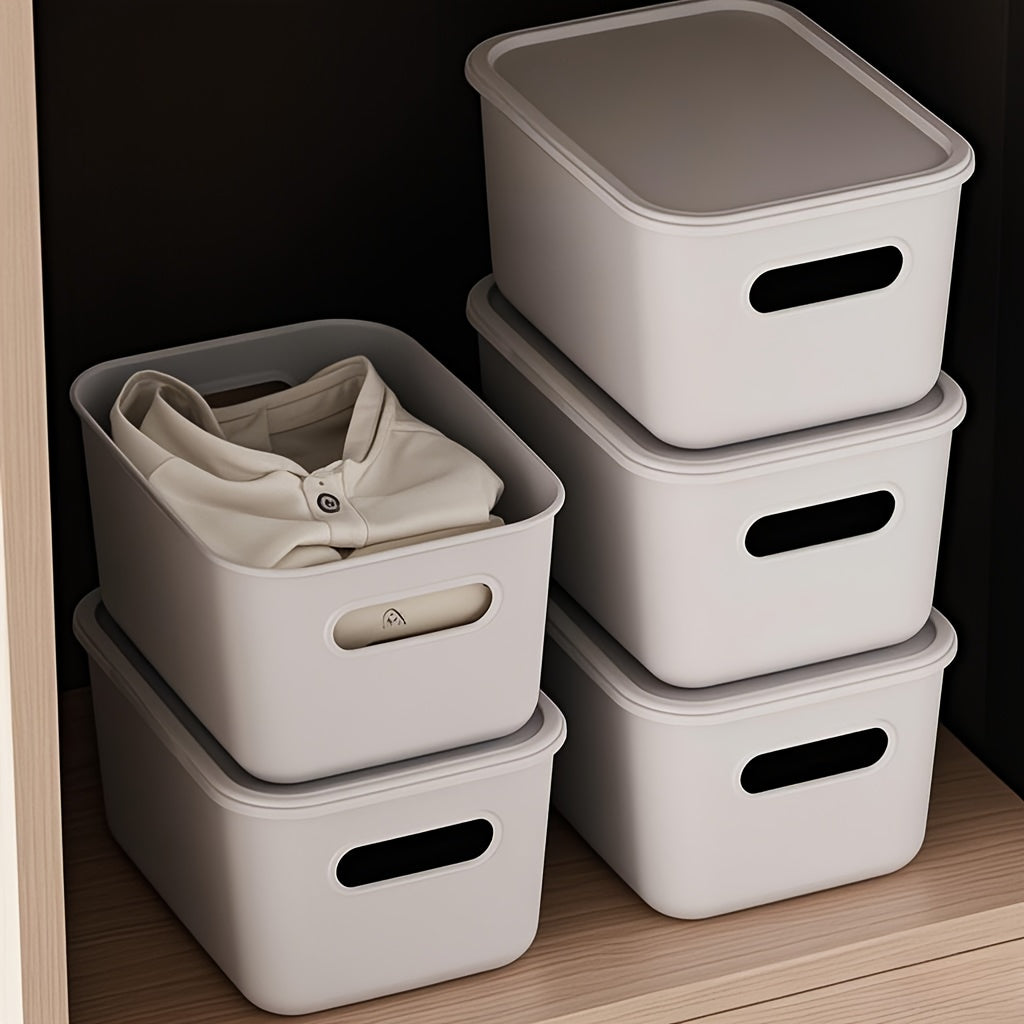4pcs\u002F8pcs 17-Quart 8.5*10*13.8inch Waterproof Dustproof Modern Stackable Storage Bins with Lids, Handles, Rectangular Flip-Top Plastic Baskets for Shelf Organization, Multi-Purpose Crafts, Snacks, Desk and Dorm Storage, Home Storage