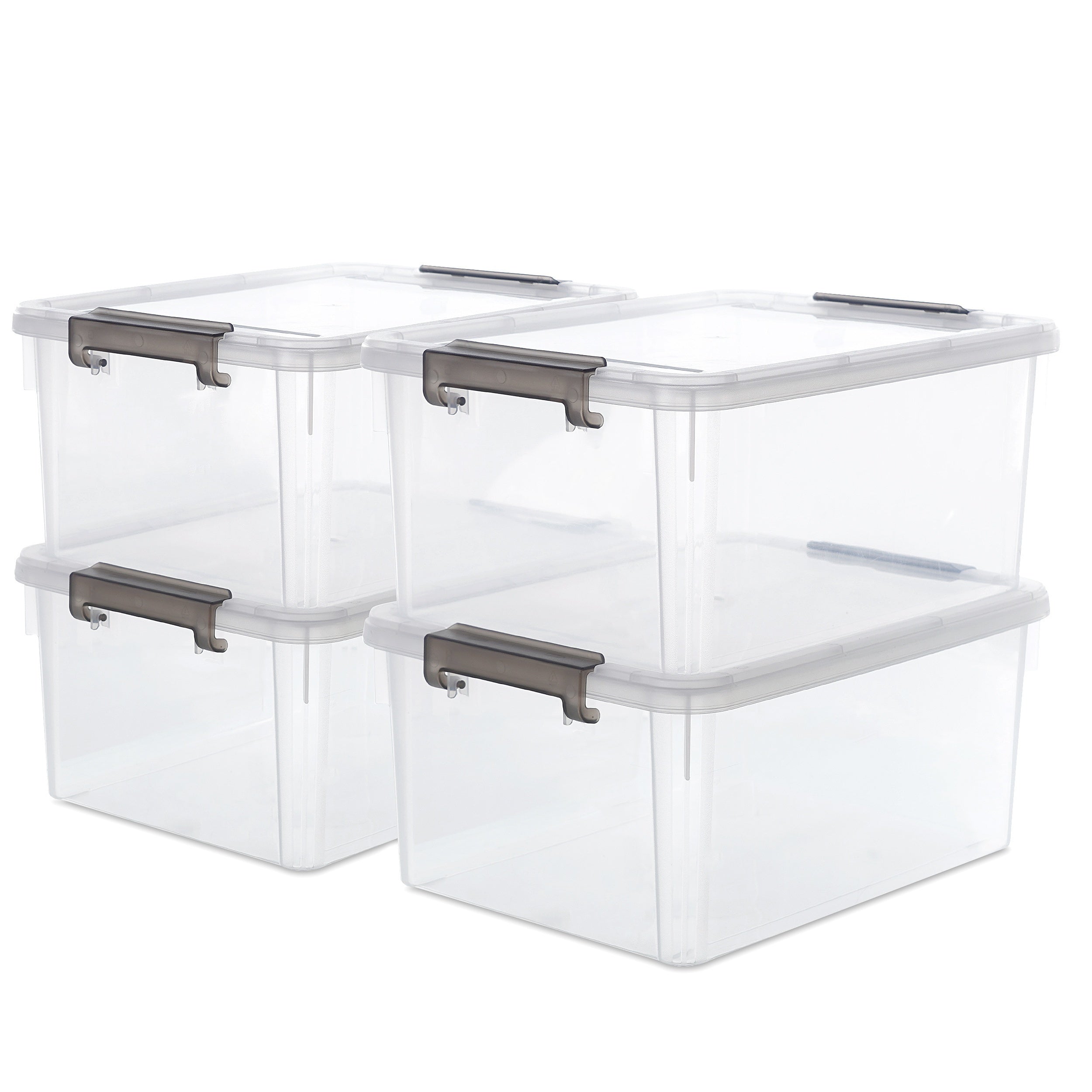 Citylife 17 Quart Plastic Storage Bins with Latching Lids 4 Packs Stackable Storage Containers for Organizing Large Clear Storage Box for Garage Closet Kitchen