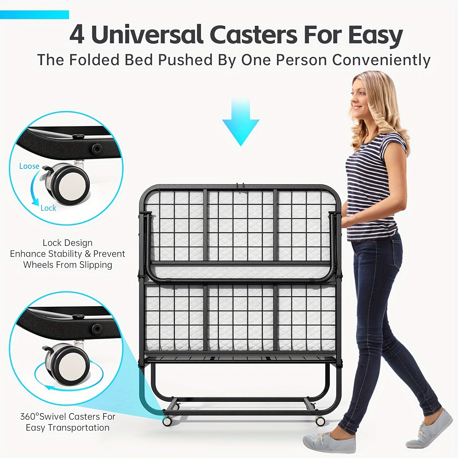 Folding Bed with Mattress, 75\