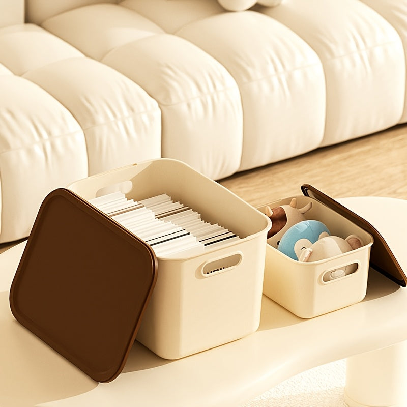 4pcs\u002F8pcs 17-Quart 8.5*10*13.8inch Waterproof Dustproof Modern Stackable Storage Bins with Lids, Handles, Rectangular Flip-Top Plastic Baskets for Shelf Organization, Multi-Purpose Crafts, Snacks, Desk and Dorm Storage, Home Storage