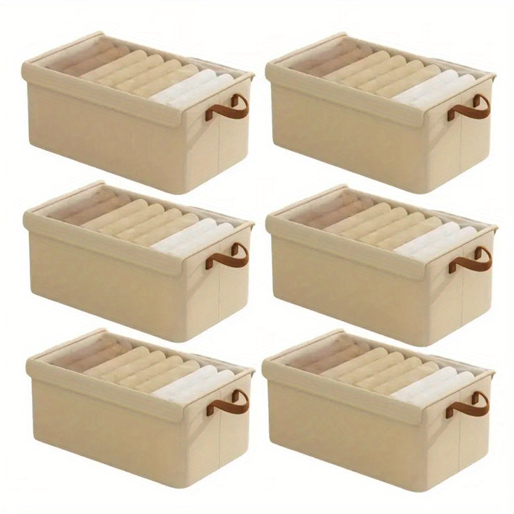 4\u002F 6pcs Clothes Organizer Box With Handles, Foldable Wardrobe Storage Box With Steel Frame, Stackable Sundries Storage Box With Bottom Plate, Storage Box With Transparent Visual Lid - 18.5*11.02*7.87inch