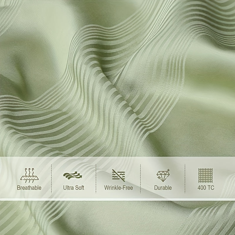 Sheet Set 3pcs\u002F4pcs, Striped Jacquard, 100% Viscose Derived From Bamboo, 16\