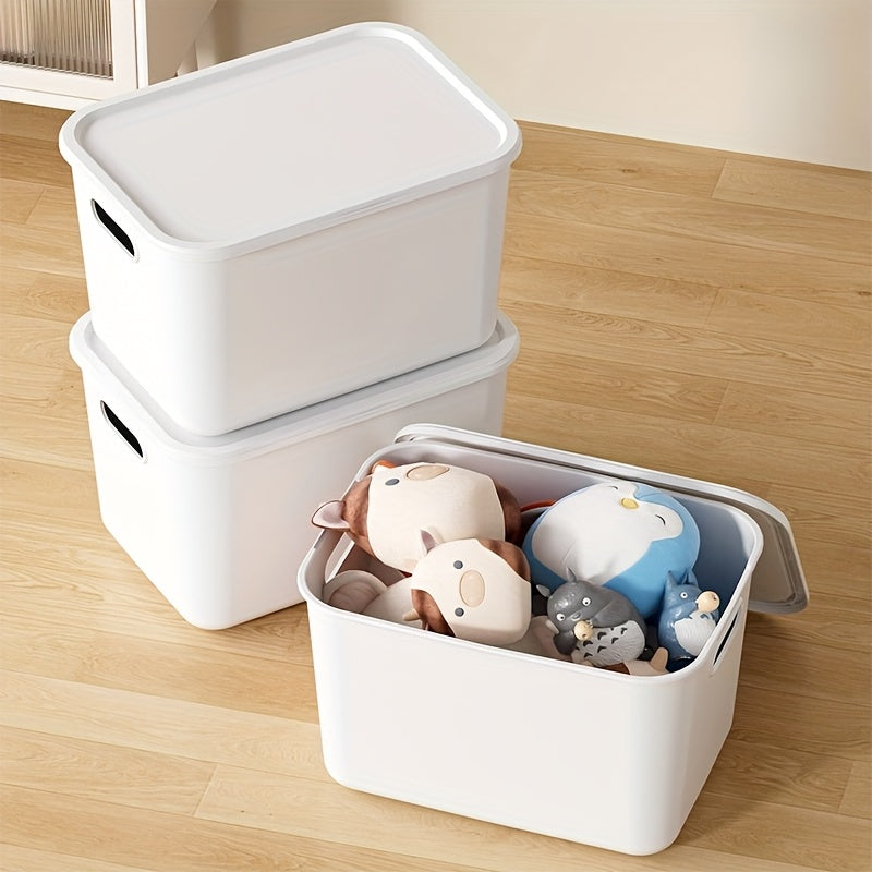 4pcs\u002F8pcs 17-Quart 8.5*10*13.8inch Waterproof Dustproof Modern Stackable Storage Bins with Lids, Handles, Rectangular Flip-Top Plastic Baskets for Shelf Organization, Multi-Purpose Crafts, Snacks, Desk and Dorm Storage, Home Storage