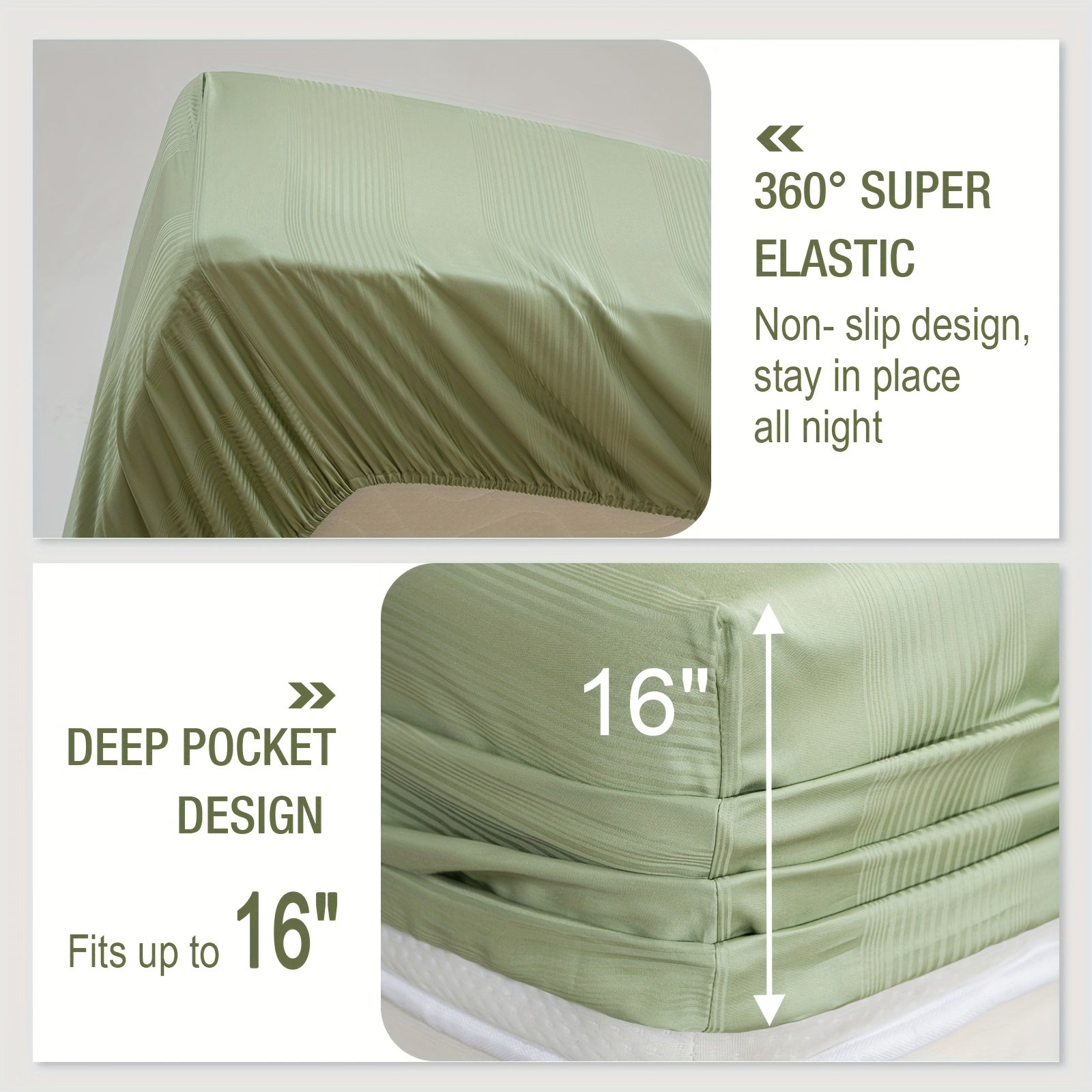 Sheet Set 3pcs\u002F4pcs, Striped Jacquard, 100% Viscose Derived From Bamboo, 16\