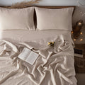 4pcs Premium Linen Sheets, Linen- Blend, Breathable And Durable Queen Size Bed Sheets, Tear-Resistant, Machine Washable, 16\