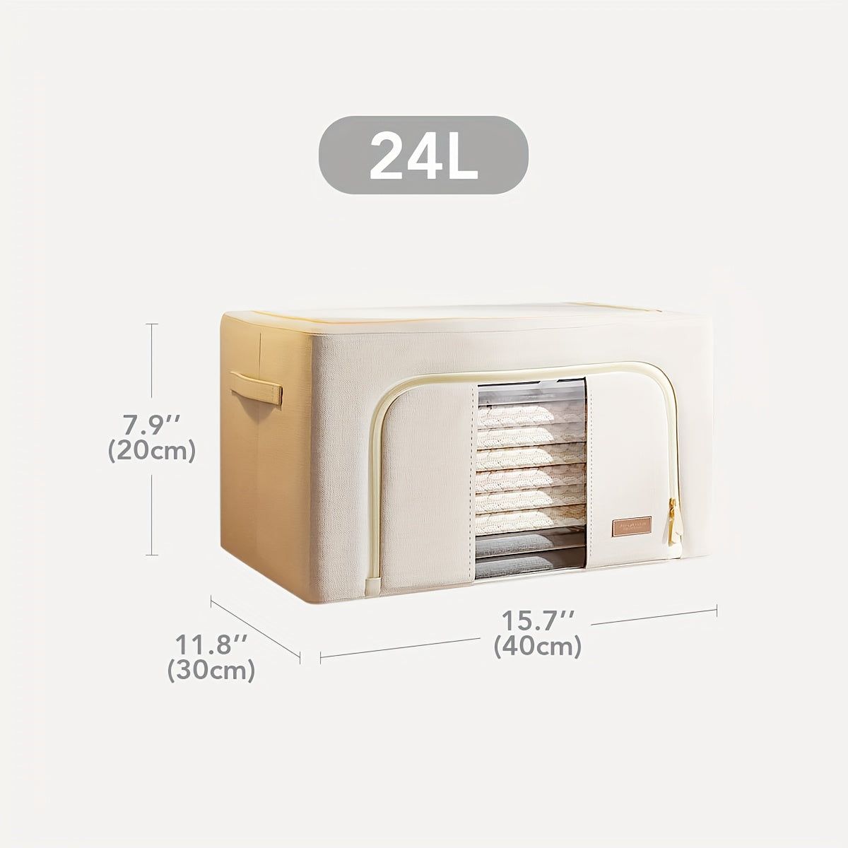 Steel Frame Storage Bins with Reinforced Handle And Clear Window 2pcs Clothes Storage Bins - Foldable Metal Frame Storage Box - Stackable Linen Fabric Organizer Set with Carrying Handles And Clear Window, Under-Bed Storage