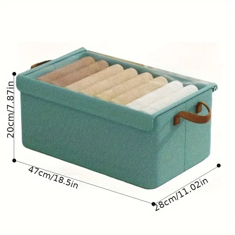 4\u002F 6pcs Clothes Organizer Box With Handles, Foldable Wardrobe Storage Box With Steel Frame, Stackable Sundries Storage Box With Bottom Plate, Storage Box With Transparent Visual Lid - 18.5*11.02*7.87inch