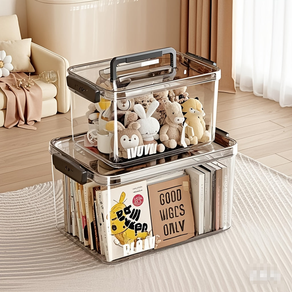 Multi-layer Large-capacity Transparent Waterproof Plastic Storage Box With Handle- Office File Storage Organizer- Portable Medicine Storage Box- Suitable For Office, Home, Travel & Outdoor Use