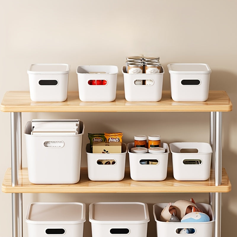 4pcs\u002F8pcs 17-Quart 8.5*10*13.8inch Waterproof Dustproof Modern Stackable Storage Bins with Lids, Handles, Rectangular Flip-Top Plastic Baskets for Shelf Organization, Multi-Purpose Crafts, Snacks, Desk and Dorm Storage, Home Storage