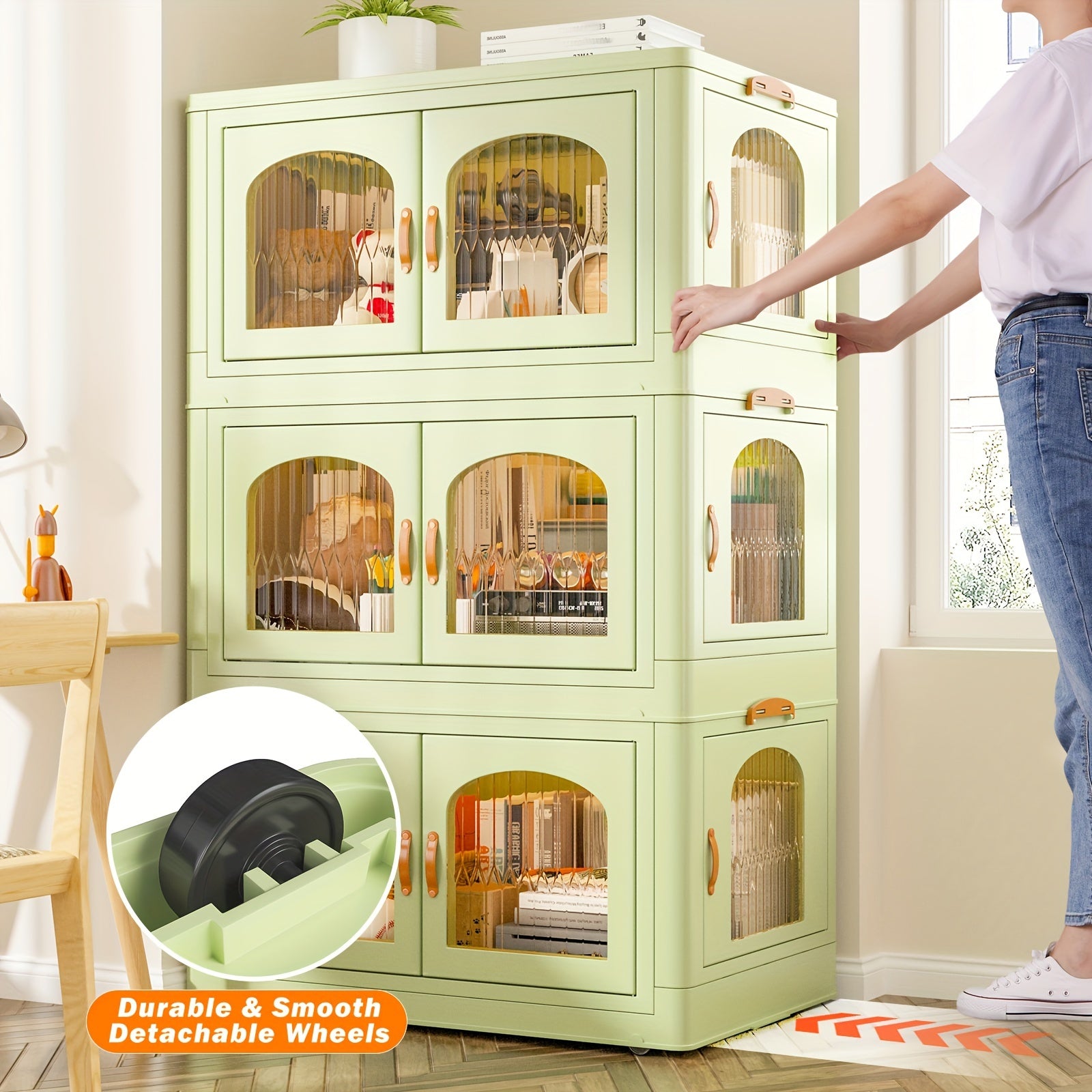 75GAL Plastic Storage Bins With Lids And Magnetic Doors, Storage Containers With Lids And Wheels, Closet Organizers And Storage, Storage Cabinet, For Bedroom, Living Room, Kitchen Organization, Wardrobe Storage And Storage, Organization Supplies