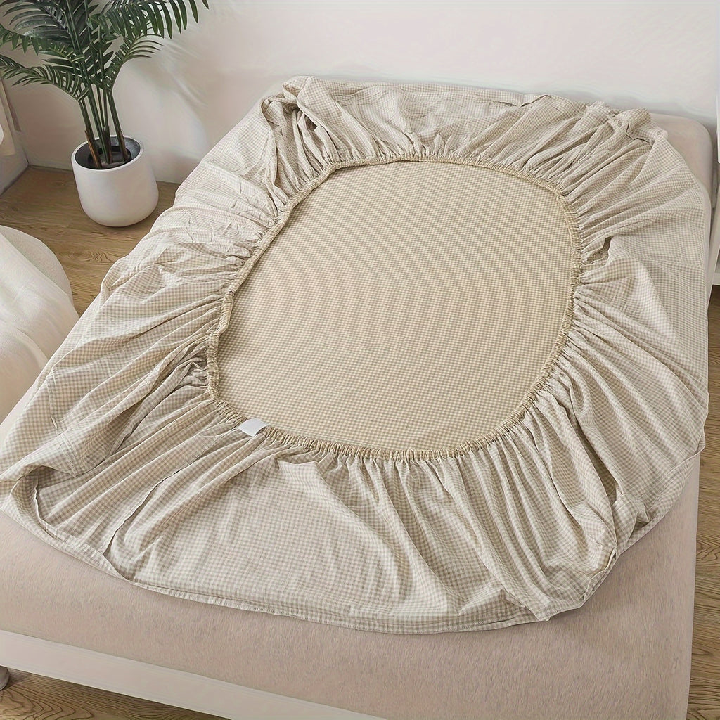 4pcs Soft Breathable Bedding Set - Brown Plaid Deep Pocket Twin\u002FFull\u002FQueen\u002FKing Size Sheets with 2 Pillowcases, 40 Thread Count, All-Season Comfort, Machine Washable