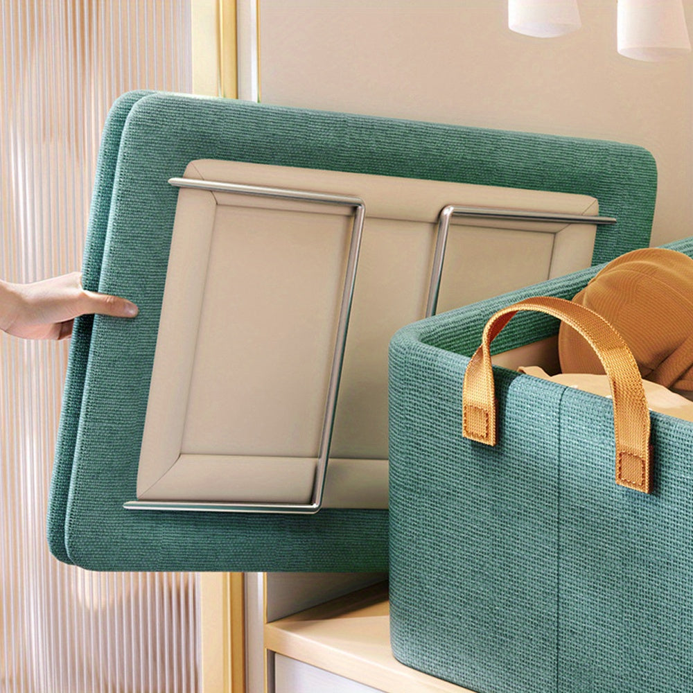 4\u002F 6pcs Clothes Organizer Box With Handles, Foldable Wardrobe Storage Box With Steel Frame, Stackable Sundries Storage Box With Bottom Plate, Storage Box With Transparent Visual Lid - 18.5*11.02*7.87inch