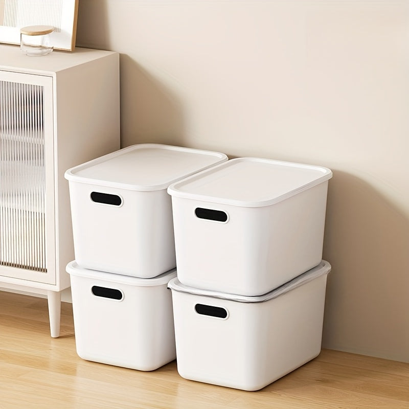4pcs\u002F8pcs 17-Quart 8.5*10*13.8inch Waterproof Dustproof Modern Stackable Storage Bins with Lids, Handles, Rectangular Flip-Top Plastic Baskets for Shelf Organization, Multi-Purpose Crafts, Snacks, Desk and Dorm Storage, Home Storage