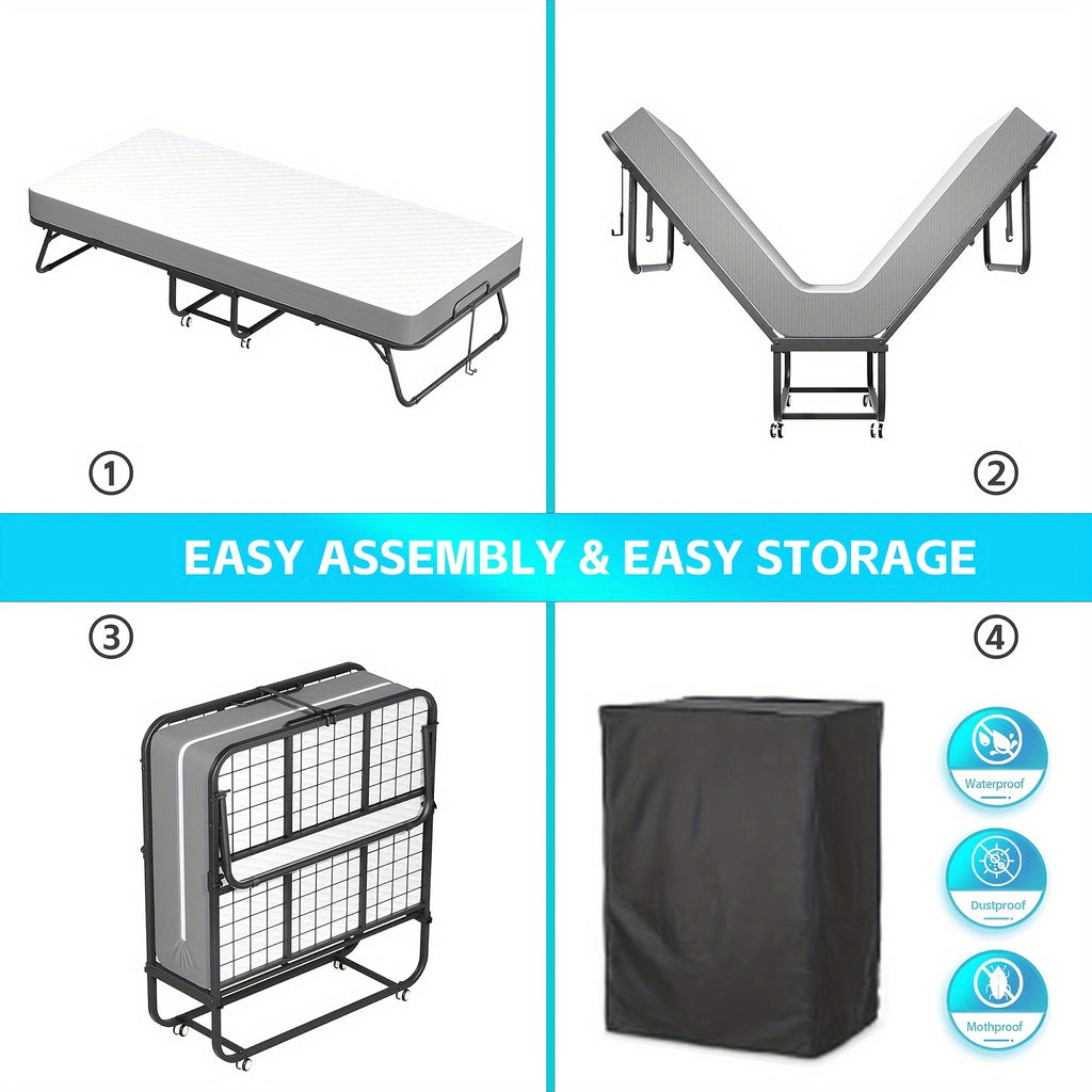 Folding Bed with Mattress, 75\