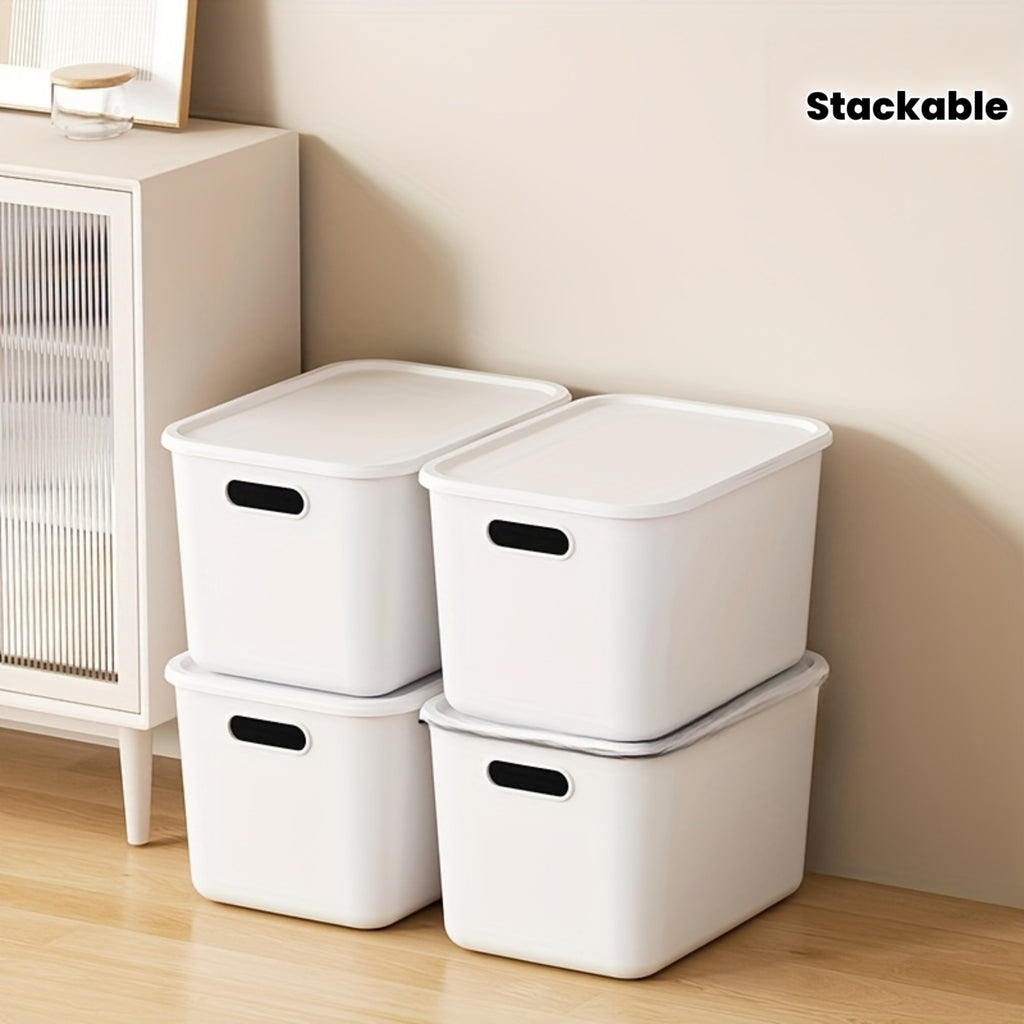 4pcs\u002F8pcs 17-Quart 8.5*10*13.8inch Waterproof Dustproof Modern Stackable Storage Bins with Lids, Handles, Rectangular Flip-Top Plastic Baskets for Shelf Organization, Multi-Purpose Crafts, Snacks, Desk and Dorm Storage, Home Storage