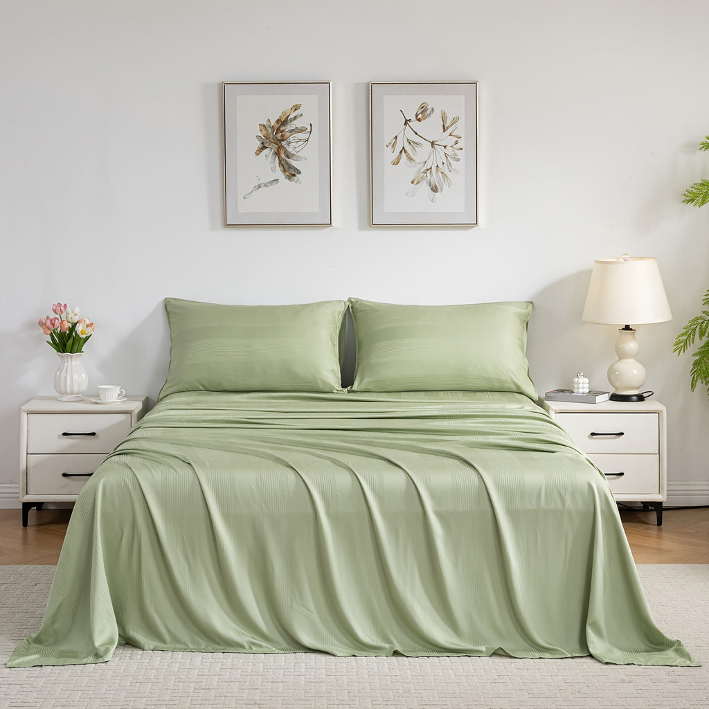Sheet Set 3pcs\u002F4pcs, Striped Jacquard, 100% Viscose Derived From Bamboo, 16\