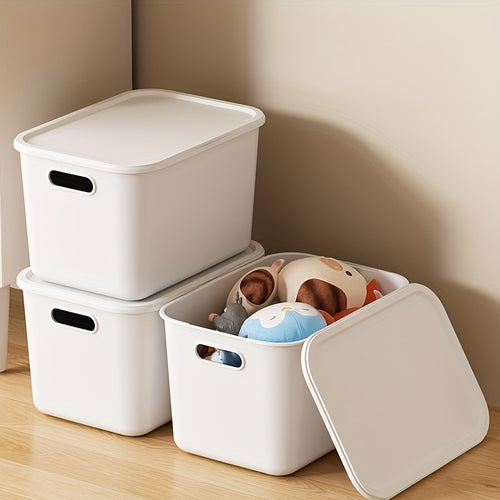 4pcs\u002F8pcs 17-Quart 8.5*10*13.8inch Waterproof Dustproof Modern Stackable Storage Bins with Lids, Handles, Rectangular Flip-Top Plastic Baskets for Shelf Organization, Multi-Purpose Crafts, Snacks, Desk and Dorm Storage, Home Storage
